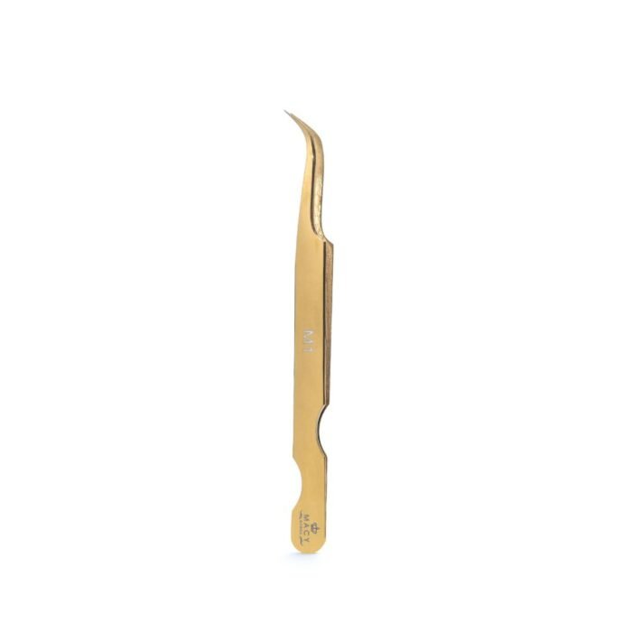 Pinça Premium Macy Gold Precisão Para Cílios – M1 Curva