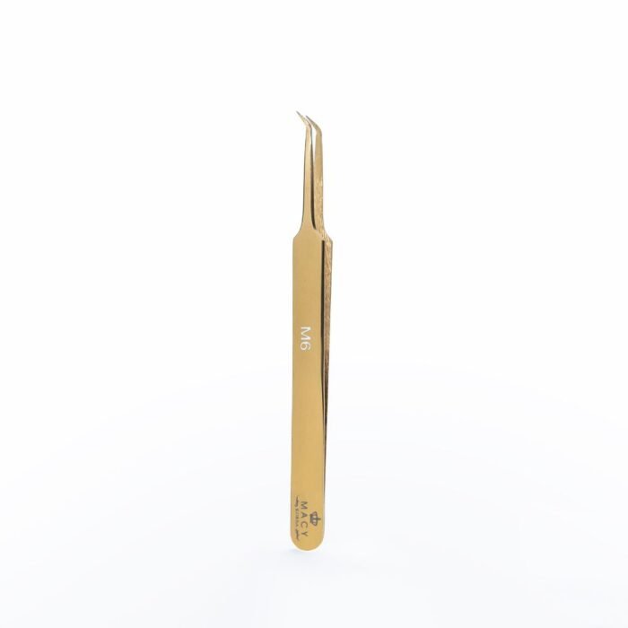 Pinça Premium Macy Gold Precisão Para Cílios – M6 Angle