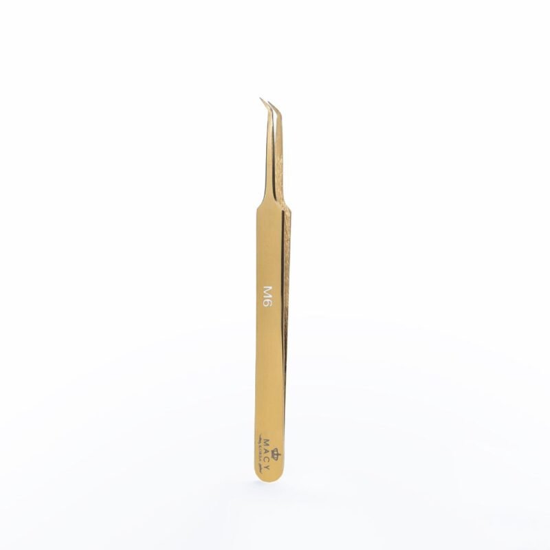 Pinça Premium Macy Gold Precisão Para Cílios – M6 Angle