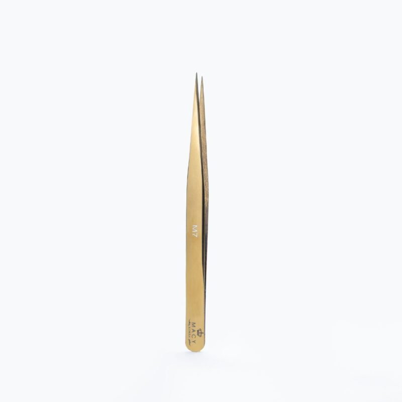 Pinça Premium Macy Gold Precisão Para Cílios – M7 Reta
