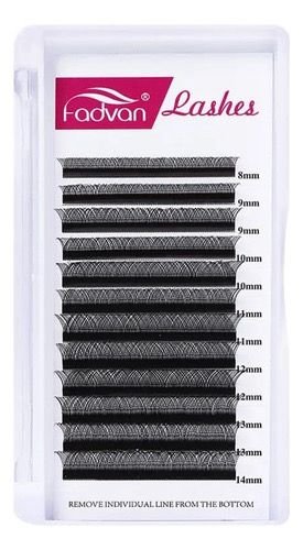 Cílios Auto Fan Fadvan Volume Russo para uso profissional - Curvatura D - MIX 8 - 14