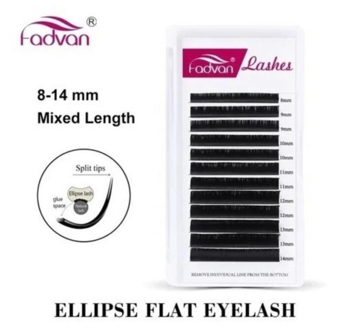 Cílios fio a fio Flat Ellipse Tesourinha 0.20 Curvatura D - Tamanho 8-14mix
