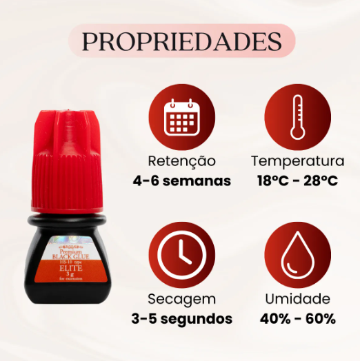 Cola Elite Hs 10 Premium Black Glue 3ml Para Extensão De Cílios E Alongamento Cilios - Imagem 2